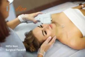 Woman having Hi-Fu to reduce wrinkles Mitcham.