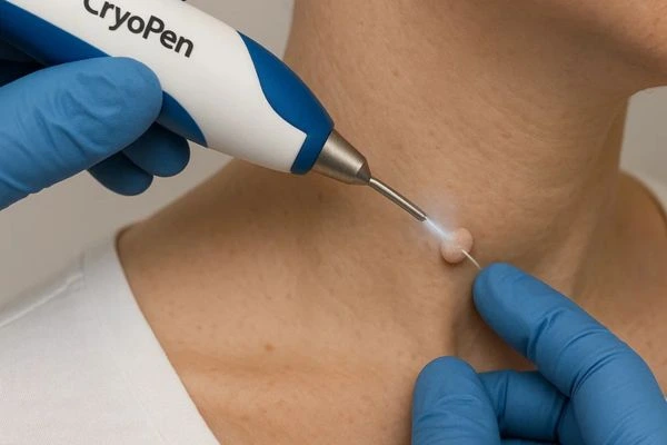 Person receiving Cryotherapy skin tag removal Mitcham